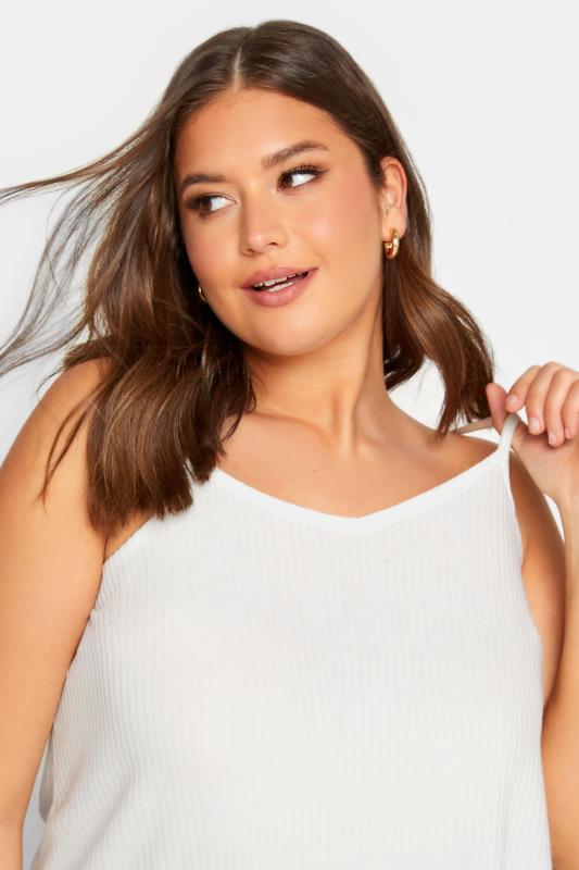 YOURS Curve Plus Size White Ribbed Swing Cami Vest Top | Yours Clothing  4