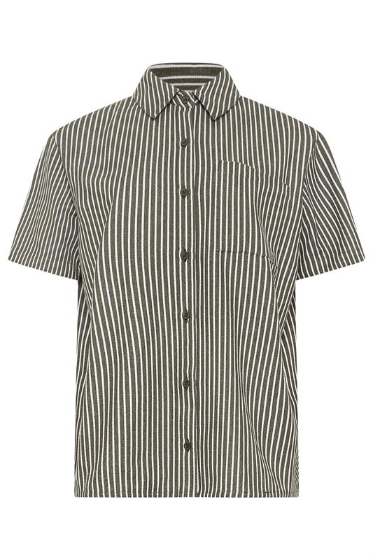 LTS Tall Women's Olive Green Stripe Button Cotton Shirt | Long Tall Sally 8