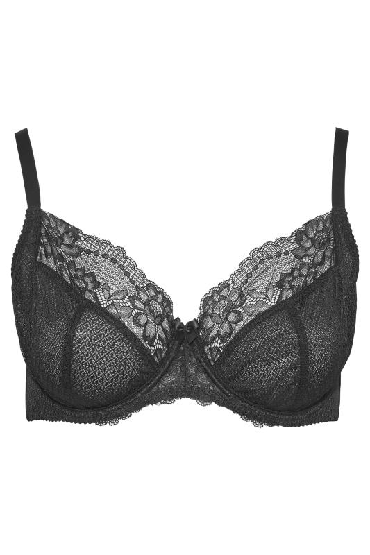 Black Lace & Mesh Non-Padded Underwired Balcony Bra 4
