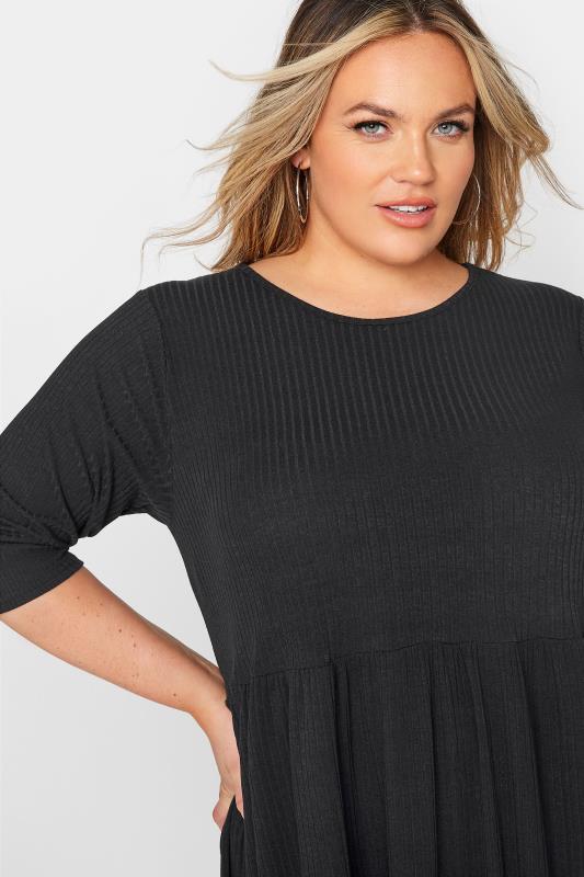 LIMITED COLLECTION Plus Size Black Ribbed Midaxi Dress | Yours Clothing 4