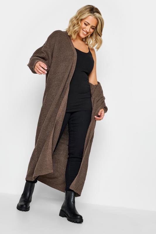 YOURS Plus Size Natural Brown Longline Cardigan | Yours Clothing 3