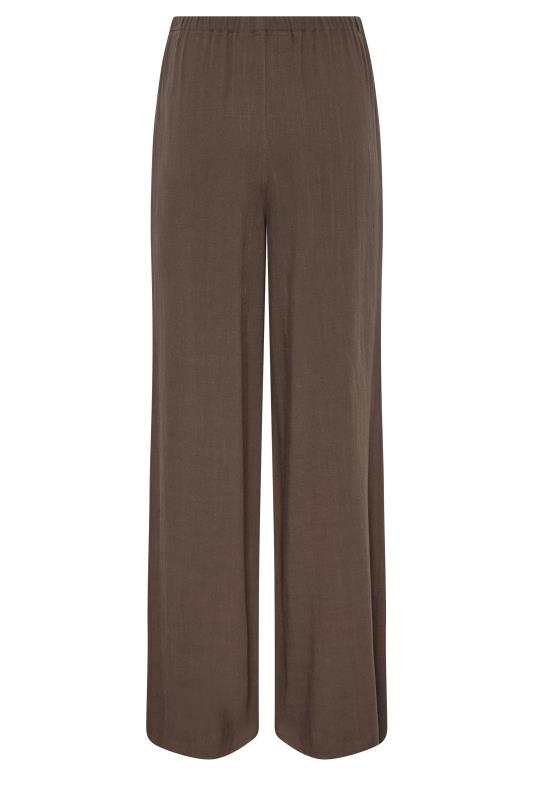 LTS Tall Women's Chocolate Brown Wide Leg Linen Trousers | Long Tall Sally 5