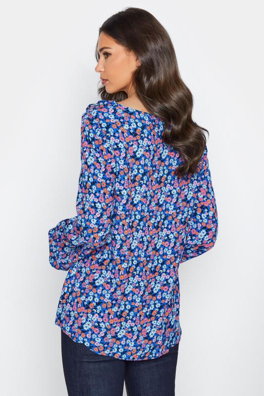 LTS Tall Blue Ditsy Floral Square Neck Top 3