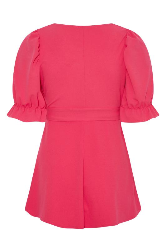 YOURS LONDON Plus Size Hot Pink Sweetheart Peplum Top | Yours Clothing 7