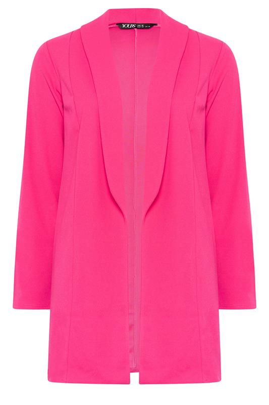 YOURS Plus Size Pink Shawl Collar Scuba Blazer | Yours Clothing 5