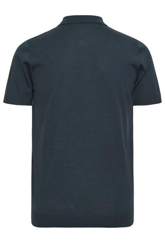 BadRhino Big & Tall Navy Blue Vertical Stripe Knitted Polo Shirt | BadRhino 4