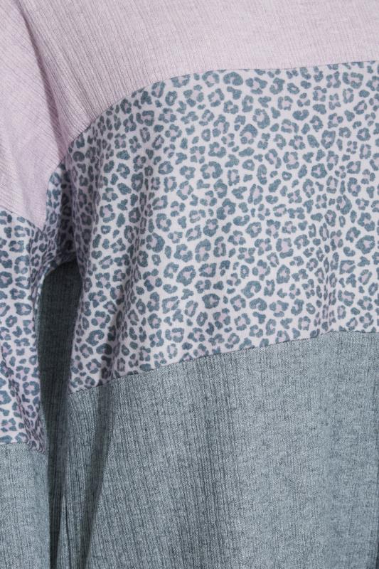 LTS Tall Women's Grey Animal Print Colour Block Sweatshirt | Long Tall Sally 4