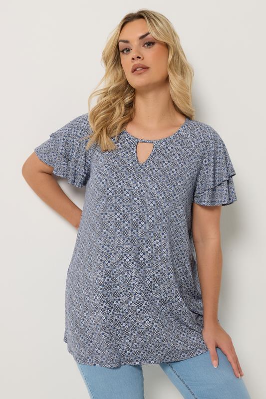 YOURS Plus Size Paisley Short Sleeve Top | Yours Clothing 1