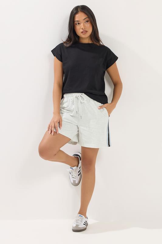 PixieGirl Petite Women's Grey Marl Side Stripe Shorts | PixieGirl 1