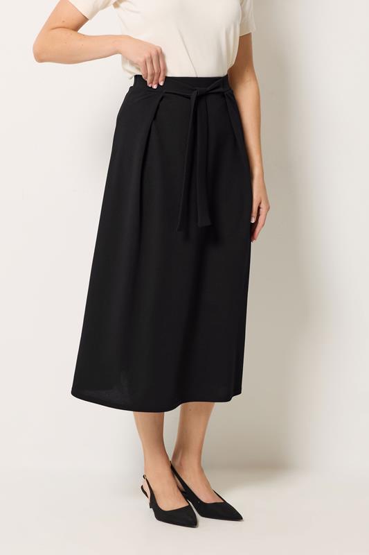 LTS Tall Women's Black Tie Waist Midi Skirt | Long Tall Sally 1
