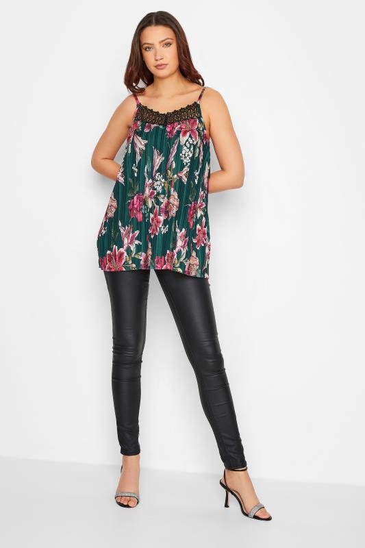 LTS Tall Women's Green Floral Mesh Lace Vest Top | Long Tall Sally 2