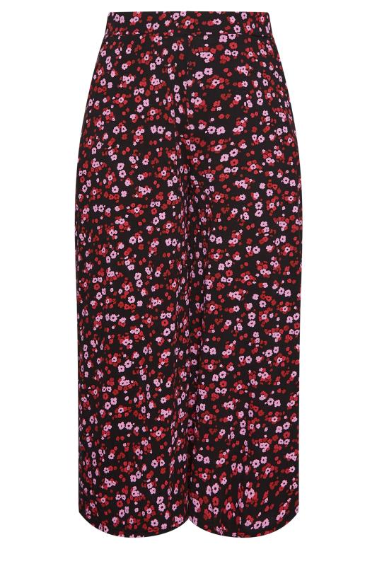 YOURS Curve Red and Pink Floral Midaxi Culottes | Yours Clothing 5