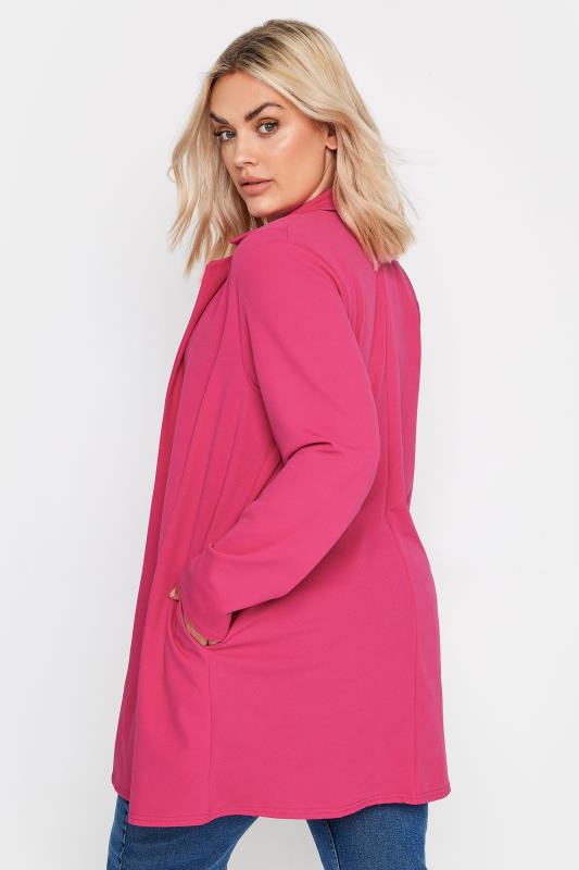 YOURS Curve Plus Size Hot Pink Longline Blazer | Yours Clothing  4