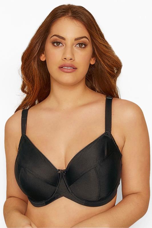 Plus Size Black Smooth Classic Non-Padded Underwired Full Cup Bra | Yours Clothing 1