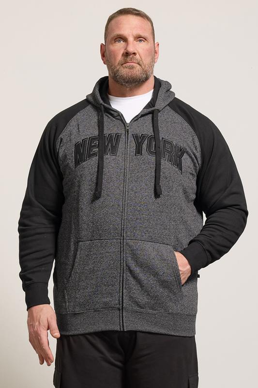KAM Grey New York  Zip Through Hoodie | BadRhino 1