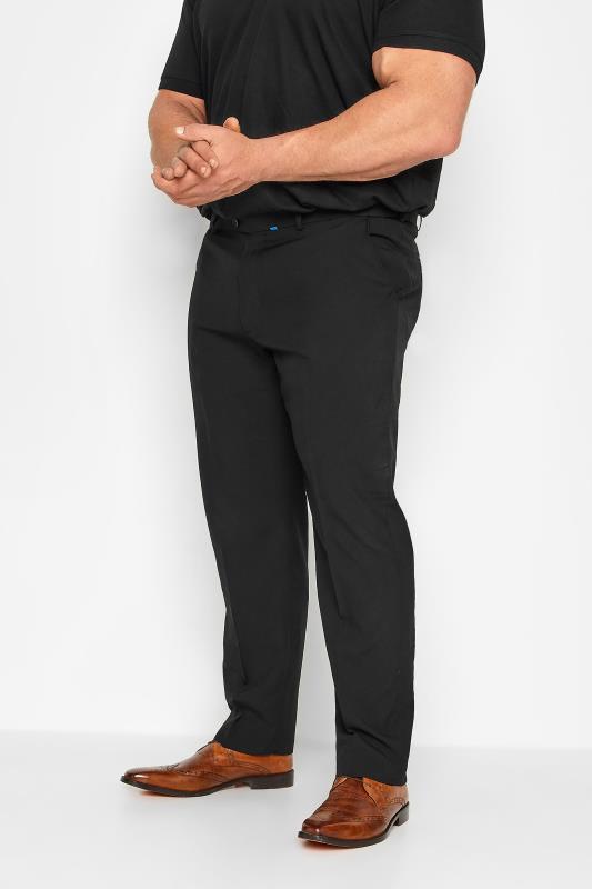  D555 Big & Tall Black Extendable Waist Straight Leg Trousers