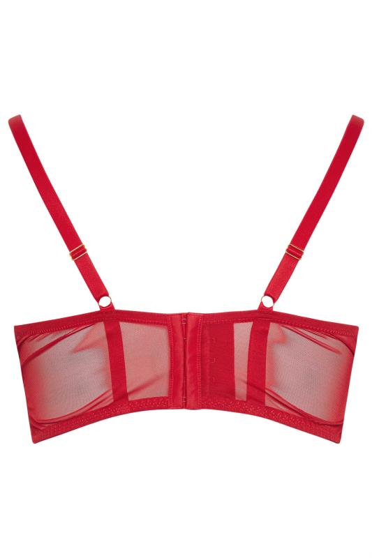 YOURS Plus Size Red Lace Strap Detail Padded Longline Bra | Yours Clothing 8