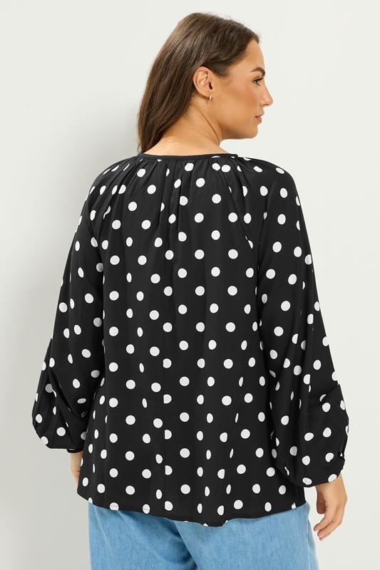 YOURS Plus Size Black Polka Dot Print Blouse | Yours Clothing 4