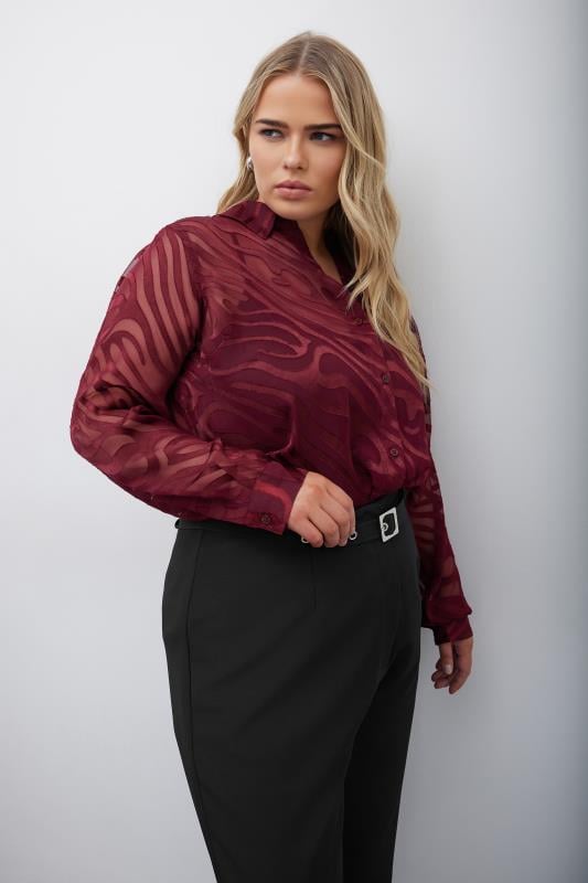 YOURS LONDON Plus Size Red Zebra Burnout Shirt | Yours Clothing 2