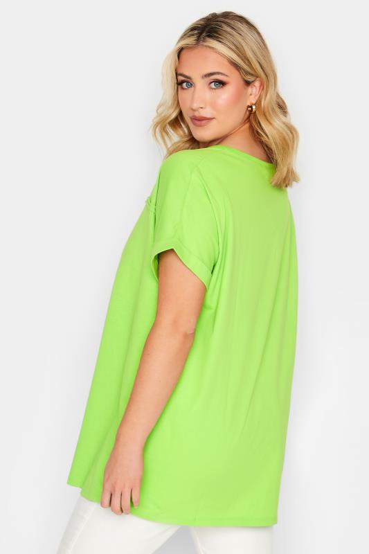 YOURS Plus Size Lime Green Cut Out T-Shirt | Yours Clothing 3