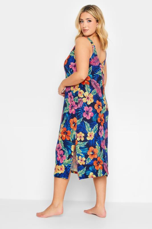 YOURS Plus Size Blue Tropical Print Midaxi Beach Dress | Yours Clothing 2