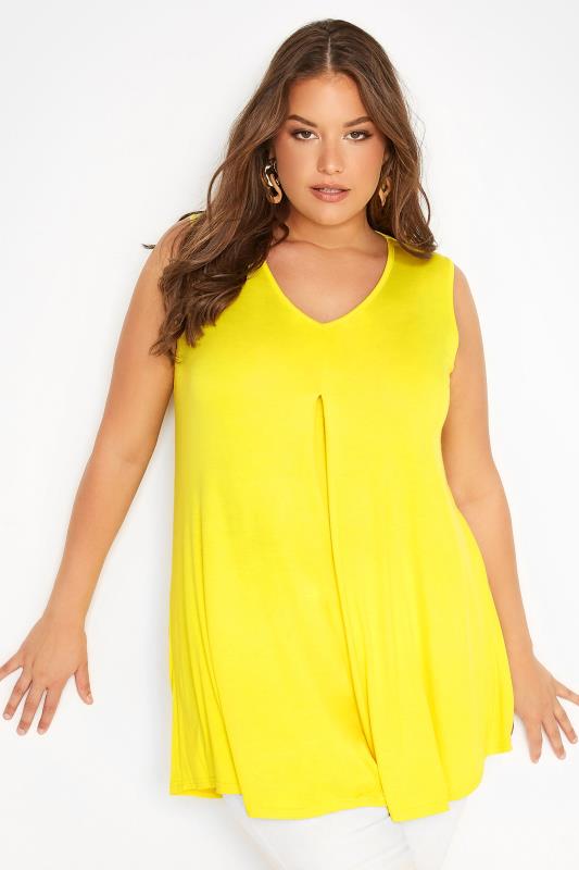 Plus Size Lemon Yellow Swing Vest Top | Yours Clothing 1