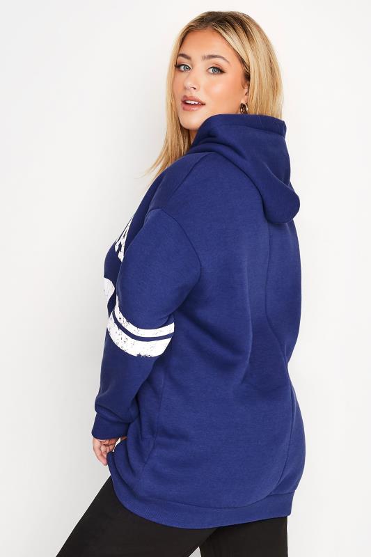 Plus Size Blue 'California' Slogan Hoodie | Yours Clothing 3