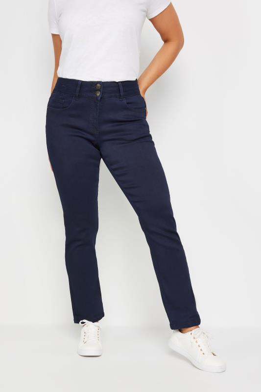 Plus Size  M&Co Indigo Blue Lift & Shape Straight Leg Jeans