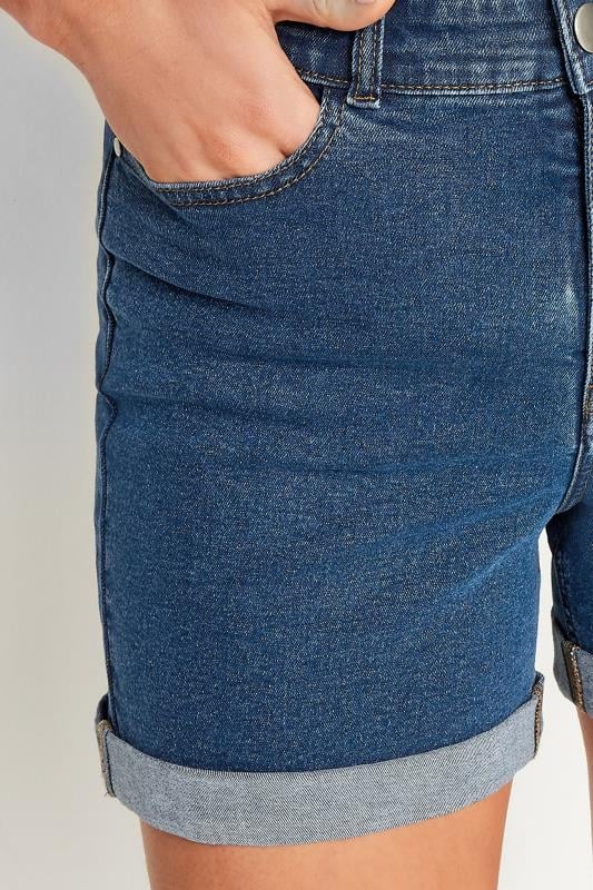 LTS Tall Mid Blue Turn Up Denim Mom Shorts | Long Tall Sally 4