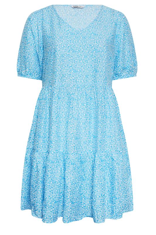 YOURS Plus Size Blue Floral Print Midi Dress | Yours Clothing 6