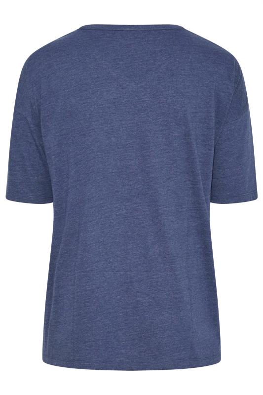 Plus Size Denim Blue Marl V-Neck Essential T-Shirt | Yours Clothing  6