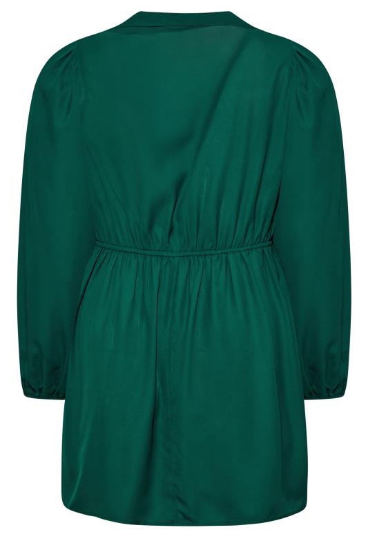 LIMITED COLLECTION Plus Size Curve Forest Green Peplum Shirt | Yours Clothing 7