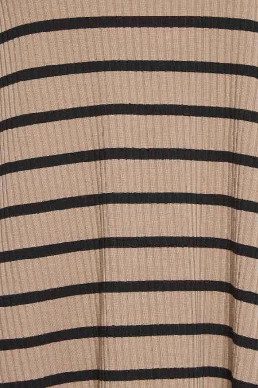 YOURS Curve Plus Size 2 PACK Black & Brown Stripe Ribbed Swing Top | Yours Clothing  8