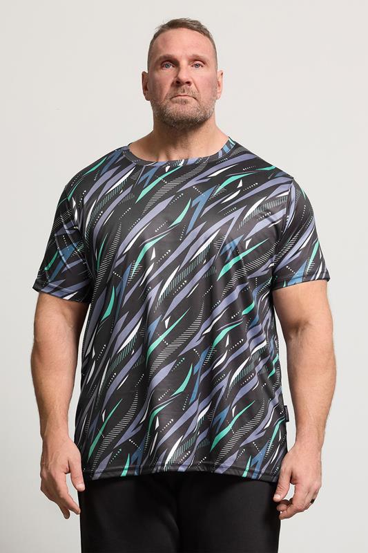  D555 Big & Tall T-shirt sport léger noir à imprimé
