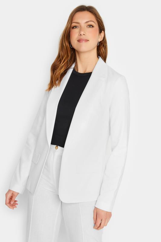  Grande Taille LTS Tall White Linen Look Blazer Jacket