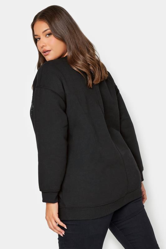 YOURS LUXURY Plus Size Black Zig Zag Sequin Embellished Sweatshirt | Yours Clothing 3