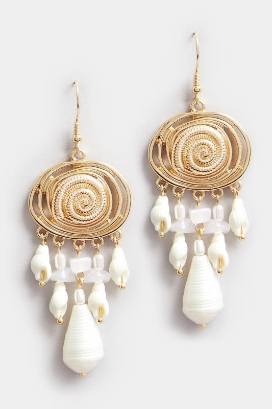  Grande Taille Gold Tone Shell Detail Statement Earrings