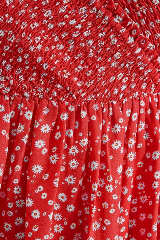 LIMITED COLLECTION Curve Red Daisy Shirred Bardot Peplum Blouse 5