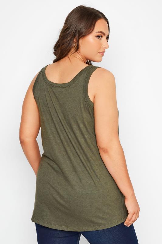  3 PACK Curve Black & Khaki Green Vest Tops | Yours Clothing  4