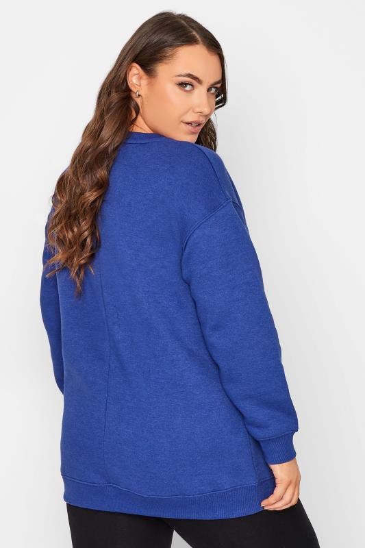Curve Plus Size Cobalt Blue Drop Shoulder 'Paris' Slogan Sweatshirt | Yours Clothing 4