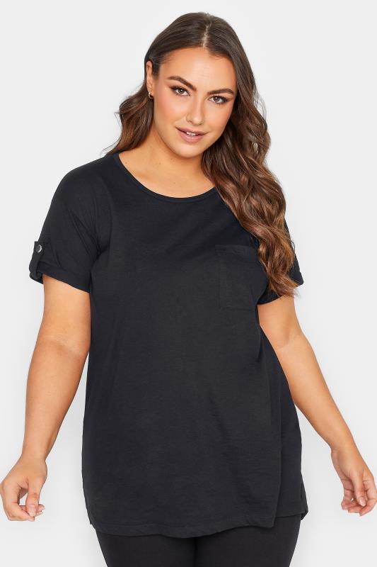 2 PACK Plus Size Black Pocket Dipped Hem T-Shirts | Yours Clothing 3