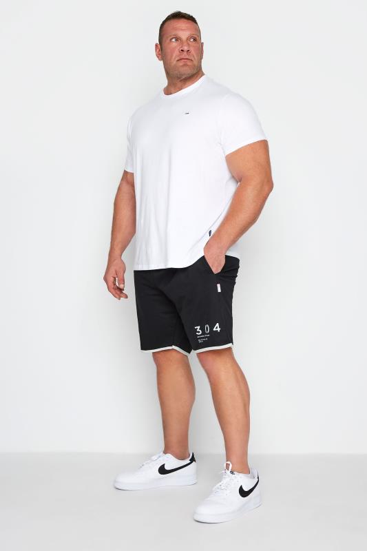 304 CLOTHING Black Raw Edge Jogger Shorts_A.jpg