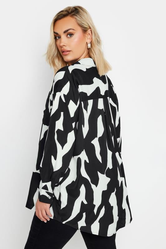 YOURS Plus Size Black & White Abstract Oversized Shirt | Yours Clothing  4