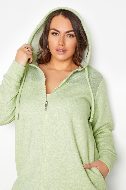Lime Green Marl Brushed Soft Touch Block Zip Through Hoodie_D.jpg