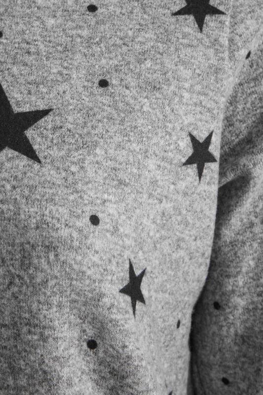 Plus Size Grey Marl Star Print Zip Hoodie | Yours Clothing 5