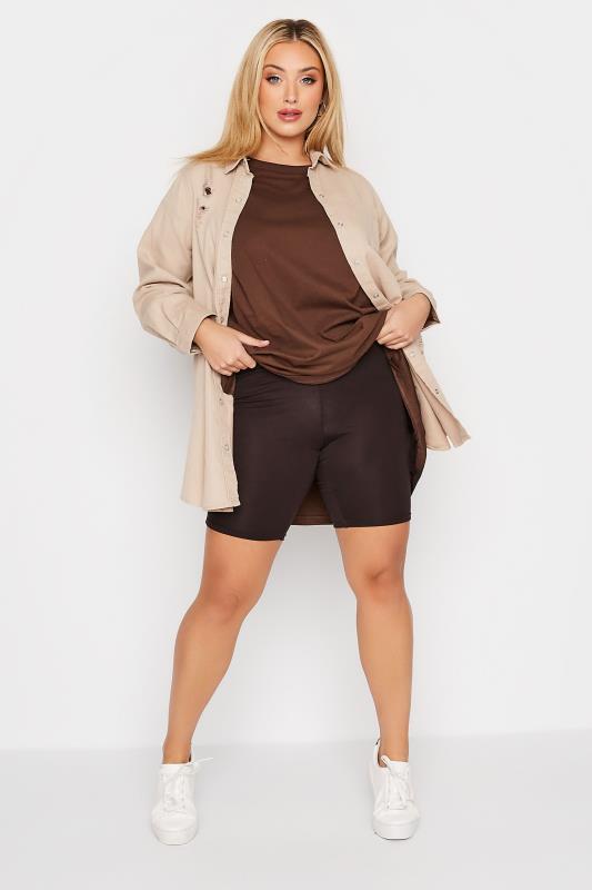 Plus Size  YOURS Curve Chocolate Brown Basic Stretch Jersey Cycling Shorts