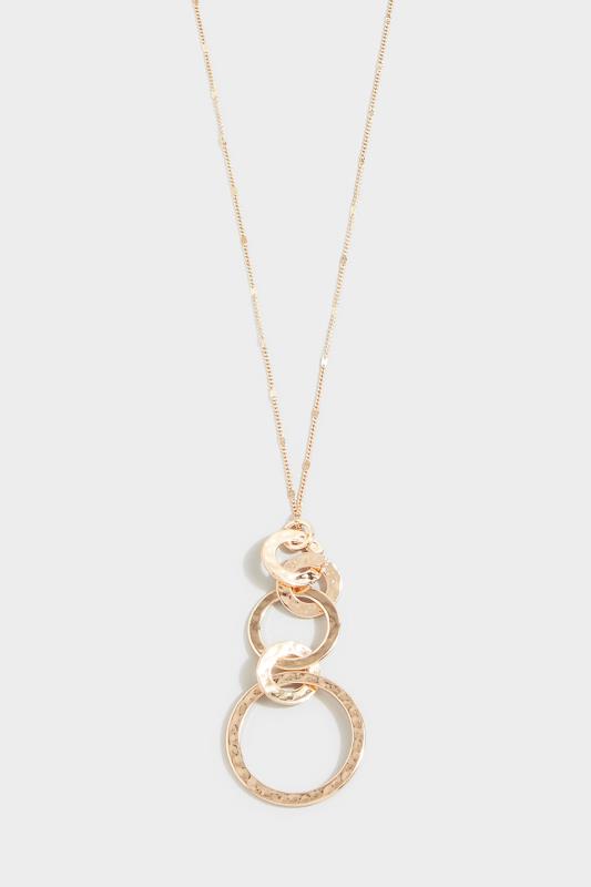 Gold Tone Circle Pendant Long Necklace | Yours Clothing 4
