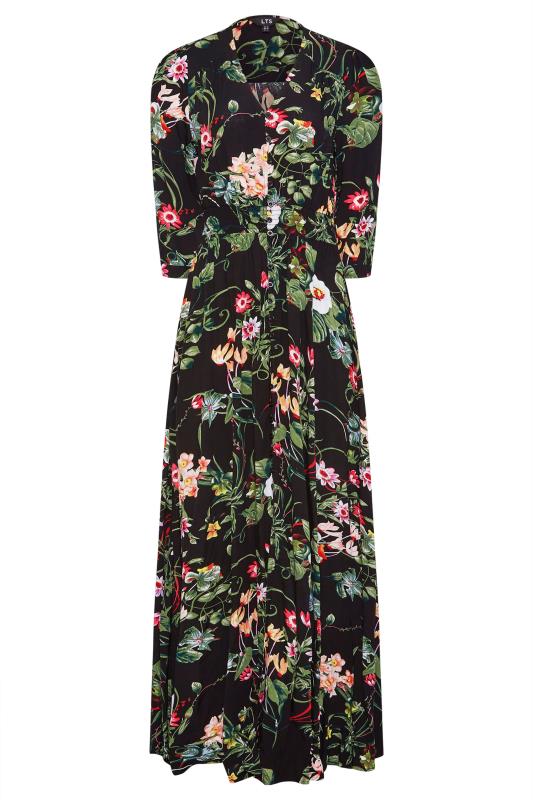 LTS Tall Black Tropical Print Maxi Dress 6