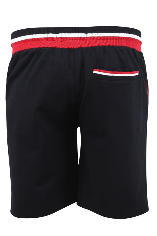 D555 Big & Tall Black & Red Elasticated Waist Shorts 4