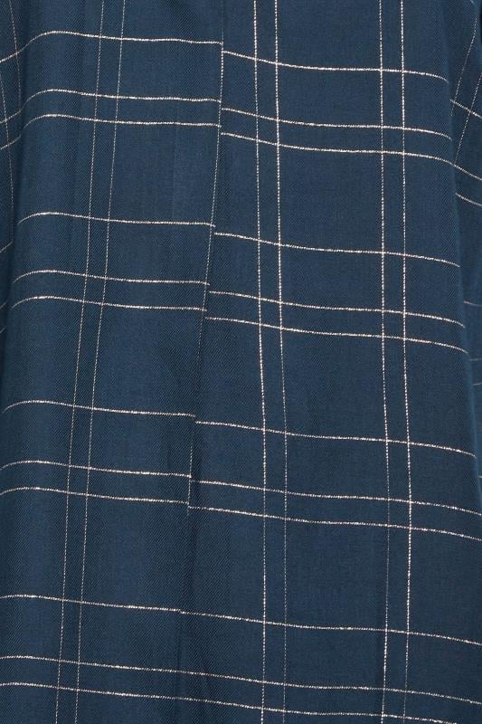 YOURS Curve Plus Size Navy Blue & Gold Check Print Shirt | Yours Clothing  5